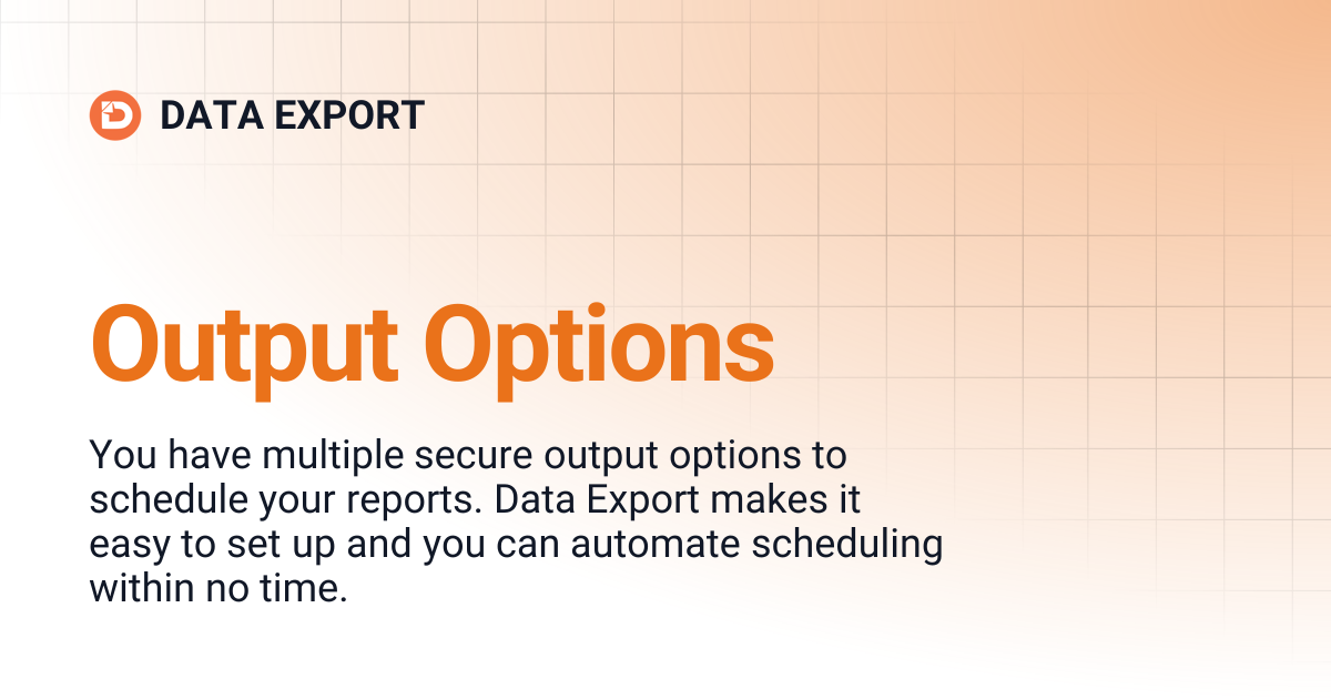 Output Options | DATA EXPORT