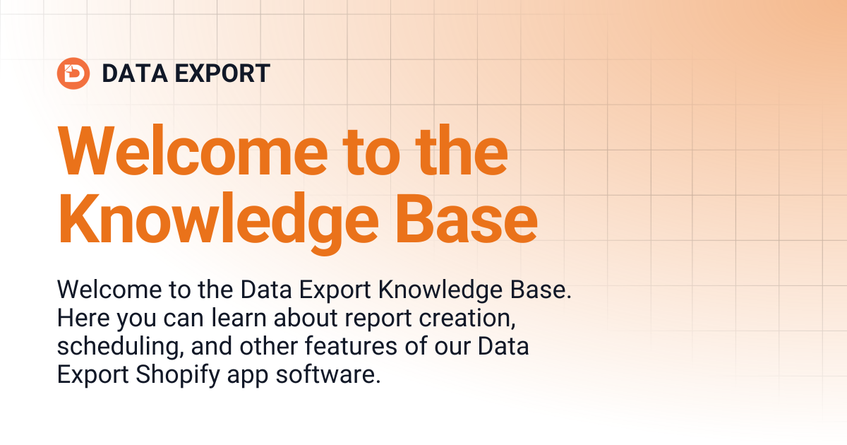 Welcome to the Knowledge Base | DATA EXPORT