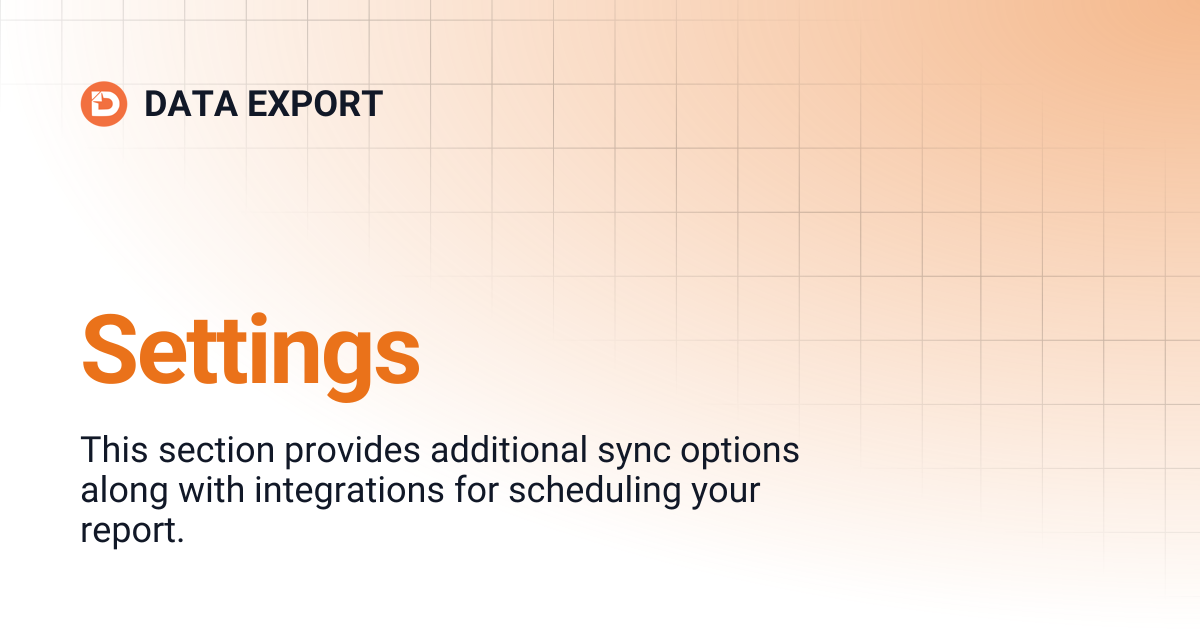 Settings | DATA EXPORT